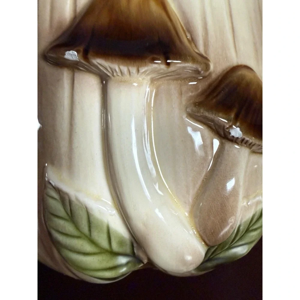 Vintage Homco Ceramic Mushroom Canisters Set Of 3 Small, Medium & Large